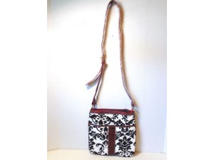 Pocketbook / Purse #47 Messenger Bag Floral Print Design Red Velvet